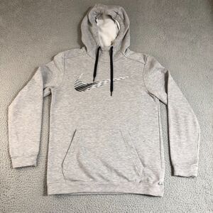 Nike Hoodie Mens Small Gray Logo Swoosh Pullover Sportswear Sweatshirt‎ Adult